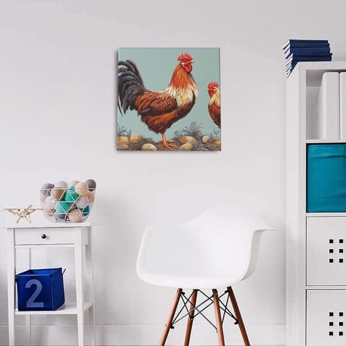 Tableau poulet 40x40 cm pour une déco de cuisine campagnarde chic - 5