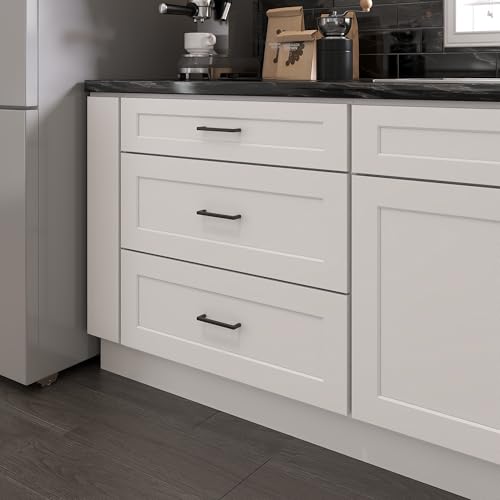 Image of Furinno Shaker Drawer Base Kitchen Cabinet with 3-Drawers, Ready to Assemble, 24 D x 30 W x 34.5 H, White