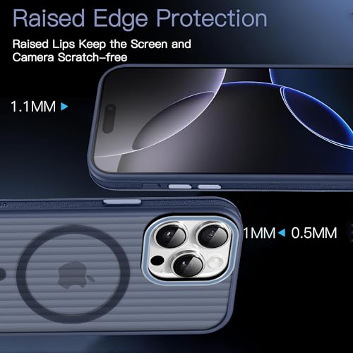 Image of KARWAN Polycarbonate Beam Magnetic Protective Cover Compatible with iPhone 16 Pro Camera & Body Protection|Anti Shock,Scratch Resistant|Precise Cutouts Modern Design|Wireless Charging (Blue)