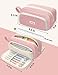 SUNEE Large Pencil Case, Big Capacity Pen Pouch with 3 Compartments, Kawaii Cute Pencil Bag with Zipper, High Storage Stationery Holder and Organizer, School Supplies for Teen and Adult Girls, Pink