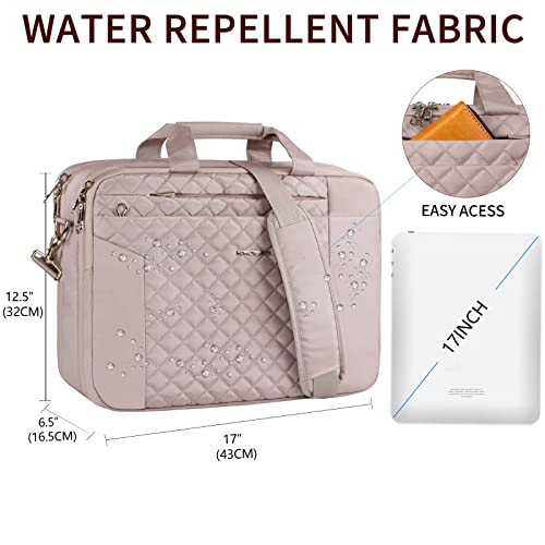 Kroser Laptop Bag For Women, Laptop Case 17 Inch Expandable Laptop Briefcase Bag, Tsa Friendly Waterproof Computer Bag With Anti Theft, Messenger Shoulder Bag For Women Business Office Travel, Pink #TOP1