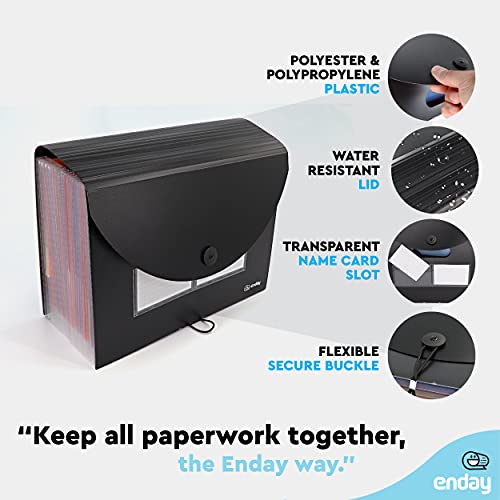 Organizador de arquivos sanfonado com 24 bolsos expansível e pasta de capa com etiquetas, plástico p