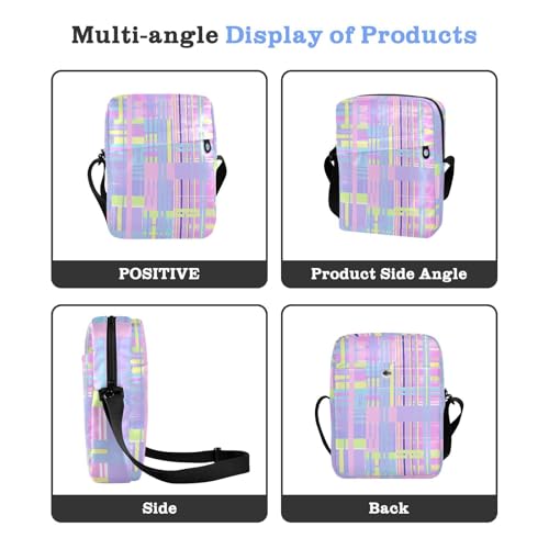 crossbody messenger bag Crossbody Small Bag For Women Shoulder Handbags Adjustable Strap for Travel Travel- Plaid Pink White Blue Green Purple4