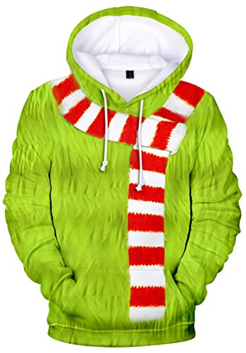 HAOSEHNG Unisex 3D Weihnachten Kapuzenpullover Strickpullover Rudolph Rentier Pullover Weihnachtsmann Hoodie(M) Cover