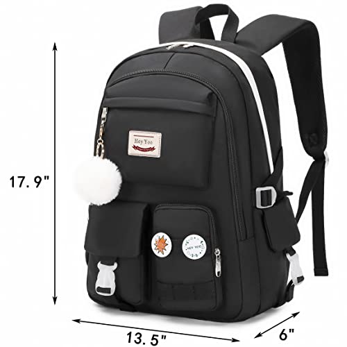Hey Yoo Backpack For Girls Bookbag Cute School Bag College Middle High Elementary School Backpack For Teen Girls (Black) #TOP2