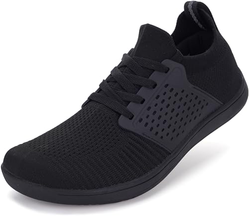 WHITIN Barfußschuhe Damen Herren Barfuß Barfuss Schuhe Breite Weit Barfussschuhe Knit Barefoot Shoes Sneaker Fitnessschuhe Gym Bequeme Turnschuhe Schwarz 40 EU