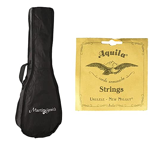 Martin Smith Rembourré pour Ukulélé Soprano Sac Ukulélé & Aquila 4U Cordes pour ukulélé Regular GCEA Beige - Les Beatles, Paul McCartney, John Lennon, RIngo Starr, George Harrison Martin Smith Rembourré pour Ukulélé Soprano Sac Ukulélé & Aquila 4U Cordes pour ukulélé Regular GCEA Beige