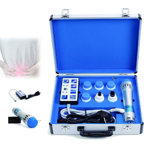 Máquina portátil de terapia de ondas de choque electromagnéticas, instrumento de fisioterapia con estuche de aluminio, herramienta de relajación muscular, operación simple, fácil de usar