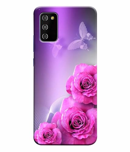 Image of Printed Hard Back Case Cover & Compatible for Samsung Galaxy M02S / Samsung Galaxy F02S | Rose Flower Painting Art (Multicolor) - D1198