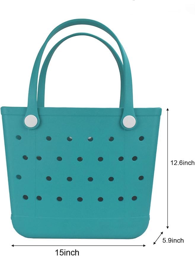 Beach Bag, Rubber Tote Bag, Waterproof Sandproof Washable Tote for Boat Pool Sports Gym Beach Travel - Image 3