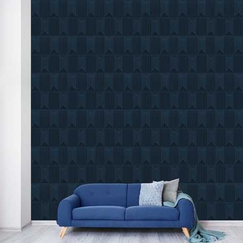 Image of Kayra Decor Wall Panels for Bedroom PVC Artisian Design Navy Blue Color 19.7 inch x 19.7 inch (Pack of 12) - Covers 32.34 Sq. Ft.