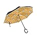 Jeansame Parasol odwrócone parasole odwrócony parasol vintage pomarańczowy dzbanek do herbaty kubki do kawy dwuwarstwowy słońce deszcz wiatroszczelny parasol z uchwytem w kształcie litery C do użytku samochodowego mężczyźni kobiety