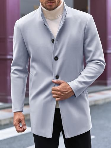 Image of Makkrom Mens Casual Overcoat Single Breasted Peacoat Business Topcoat