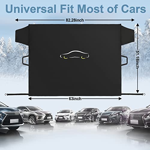 Image of Cosyzone Windshield Cover for Ice and Snow, XL Size (Black)-600D Oxford Fabric Weatherproof for Winter, Includes Anti-Theft Straps&Storage Bag, Fits Most Cars, Trucks, Vans, SUVs(70.86 x 51.2 inches)
