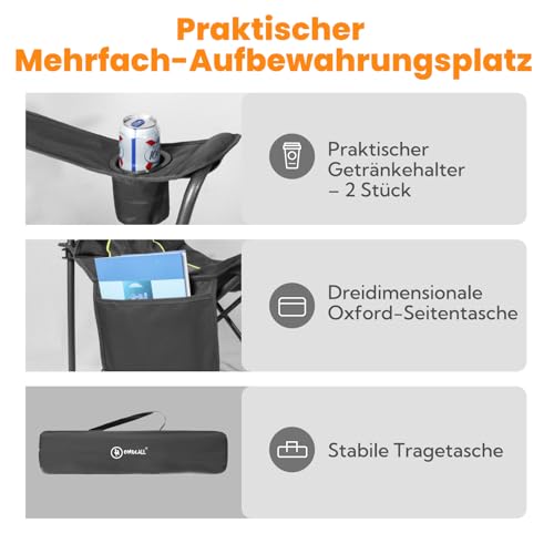 Homecall Campingstuhle Faltbar Bis 360 KG Ultragroß Caming Stuhl mit hoher Rückenlehne, Komplett Gepolstert, Robust und Zuverlässig klappstuhl Camping für Outdoor, Balkon, Garten, Angeln, XXL