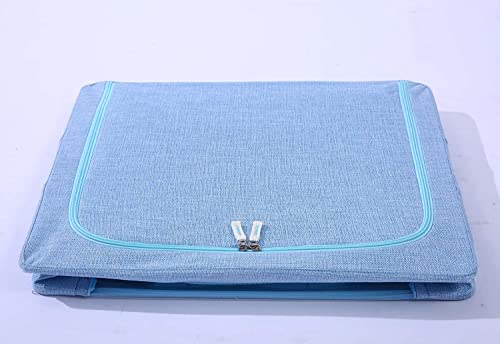 Image of Craava Foldable Storage Living Box Cloth Organizer With Steel Frame Water Proof Fabric (24 Ltr - Pack of 2, Sky Blue)