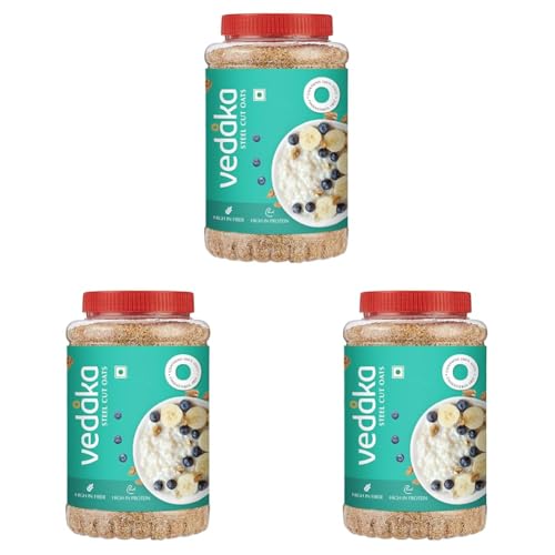 Image of Amazon Brand - Vedaka Steel Cut Oats 2Kg | Rich Source Of Protein & Fiber | Quick Breakfast | Cooks In 3 Mins (Pack of 3)
