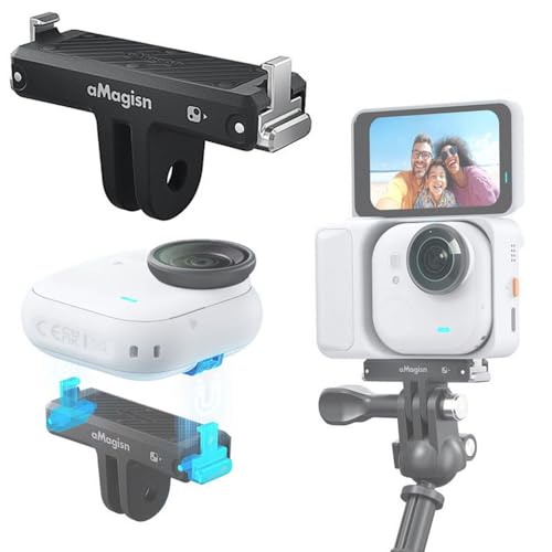 For Insta360 Go Ultra カメラ専用 クイックリリースマウント プラスチック製品 グネット式クイックリリースベース 強力マグネット 簡単な取り付け 柔らかいシリコンパッドを搭載 滑り止め・衝撃吸収