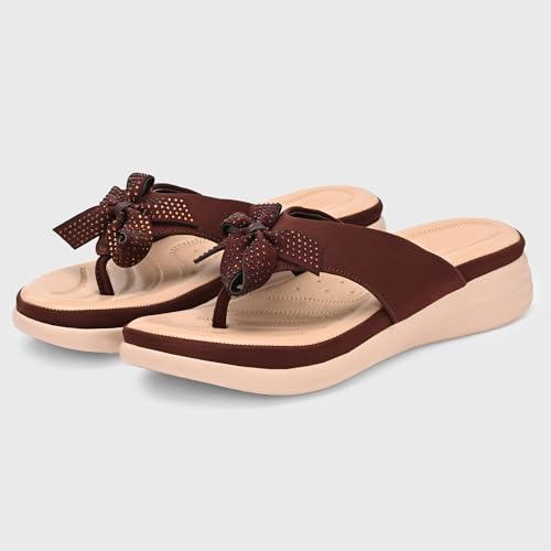 Image of Centrino Women's Sandals | Stylish Slip-On Sandals for Ladies | Durable Soft Cushioned Footbed for Comfort | Elegant & Trendy Design | Lightweight Daily And Casual Use Flip Flops (9343)