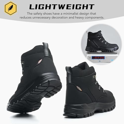 Image of Steel Toe Shoes for Women Men Comfortable Safety Toe Boots | Puncture Resistant Lightweight Steel Toe Work Boots