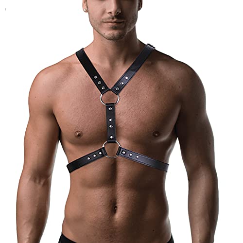 Leather for Harness Man Adjustable Leather Harness Body Chest Half Harness Punk Belt Clubwear Costume