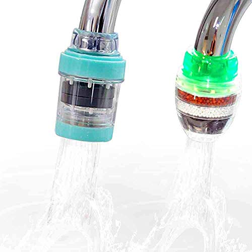 2 Pack Faucet Water Filters - One Maifan Stone Magnet Adapter and One Activated Carbon Calcium Sulfite Adapter Kitchen Water Purifier Fit Cylindrical Faucet Only
