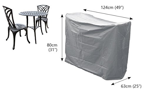Bosmere Weatherproof Bistro Set Outdoor Cover For 2 Chairs & Round Table, 49" X 25" X 31", Gray #TOP1