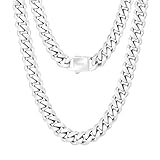 KRKC&CO Silver Cuban Link Chain for Men, Gift for Him Husband Dad, 316l Stainless Steel and 925 Sterling Filled Miami Necklace Jewelrys, Cadena de Plata, 10mm 20in