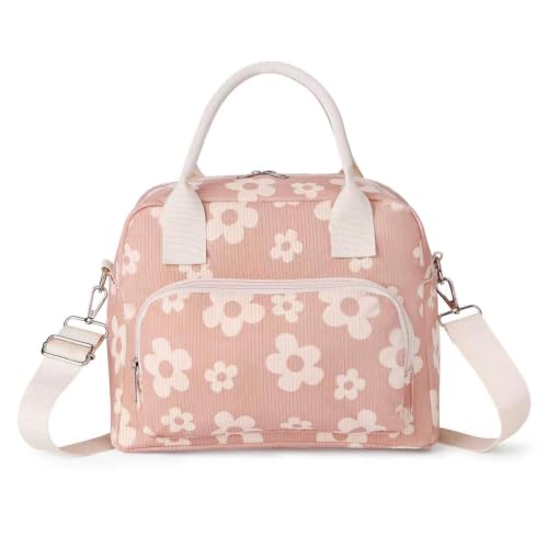 Image of LOVELYWIND Large Insulated Lunch Bag For Women,Pink Lunch Box 12L | Large Shoulder Strap Lunch Tote With Insulated Lining; Stylish Look For Work, School, Picnic, And Organized Meals.