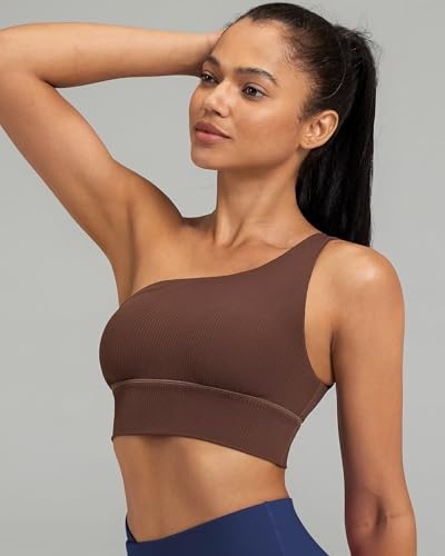 Image of Queenie Ke Womens One Shoulder Sports Bra Left Side Strap Yoga Bras Gym Training Workout Crop Tops