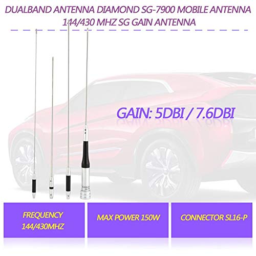Antenne Radio Mobile Pinafresa SG 7900 Double Bande VHF UHF 144-430 MHz - Gain Élevé Pour Talkie-Walkie