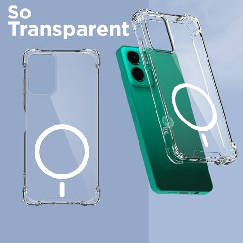 Image of Amazon Basics Back Cover for Motorola Moto G45 5G Mag-Safe Shockproof PC + TPU Protective Case Magnetic Support Bumper Case (Transparent Mag-Safe)