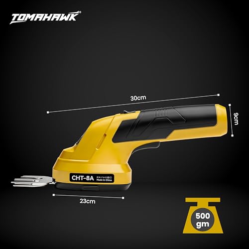 Image of TOMAHAWK CHT-8A Cordless Grass & Shrub Trimmer 3.7V | Lightweight Garden Shears | Tool-Free Blade Change | USB Rechargeable Battery | Handheld Hedge & Grass Cutter | Wire Less