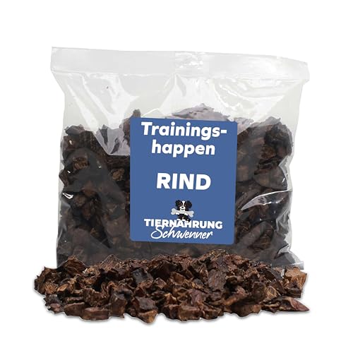 Tiernahrung Schwenner - Getrocknete Trainingshappen für Hunde I 500g Rinderlunge I Leckerlibeutel für das Training von Hunden