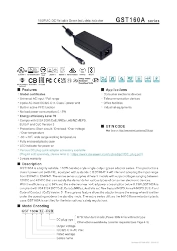 Remplacer chargeur défectueux par le GST160A48-R7B secteur stable