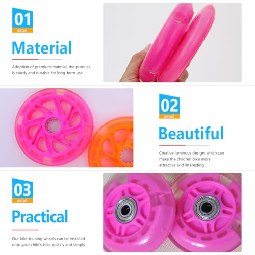 GARVALON 2pcs Ruedas de Entrenamiento para Bicicleta con Superficie Luminosa de PU, Ruedas Silenciosas con Rodamientos, para Reemplazo y Aprendizaje de Niños miniatura 5