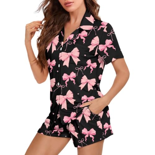 Image of Women's Short Sleeve Sleepwear Pajamas Nightwear with Pockets