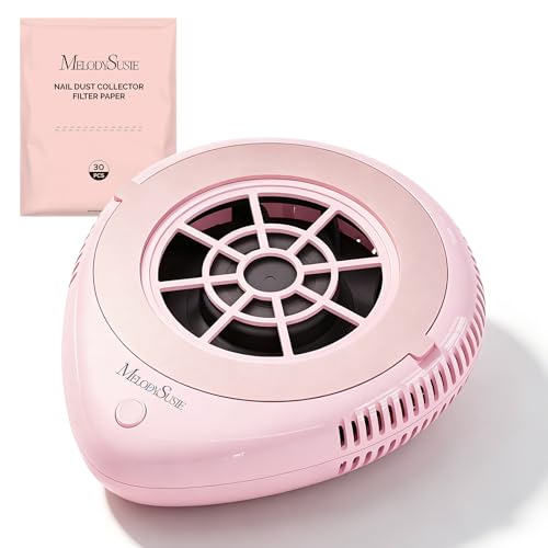 Image of MelodySusie Compact Cordless Nail Dust Collector, PProR 6000RPM Mini Nail Vacuum Fan with 3 Suction Modes and 30 Disposable Filter Papers for DIY & Daily Nail Care,Pink