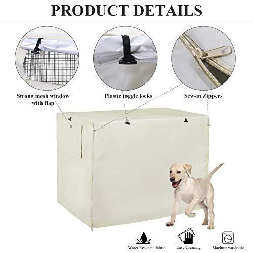 Iptienda Dog Crate Cover, Dog Kennel Cover for 30 Inch Double Door Wire Dog Cage, Beige (30" L x 19" W x 21" H) - Image 3