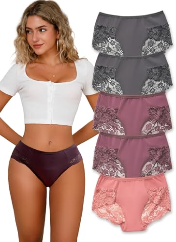 Hialegion Unterwäsche Spitze Frauen Große Größen Slips mit Blumen-Spitze Damen Curvy Hipster Panties Atmungsaktives Höschen Patchwork-Spitze 5er 1XL Hialegion Unterwäsche Spitze Frauen Große Größen Slips mit Blumen-Spitze Damen Curvy Hipster Panties Atmungsaktives Höschen Patchwork-Spitze 5er 1XL