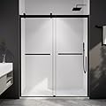 Comfystyle 56-60 in.W x74 in.H Semi-Frameless Sliding Shower Door,Sliding Shower Door with 5/16“ (8mm) Clear SGCC Tempered Glass,Matte Black Finish,Shower Doors can be Installed Left and Right