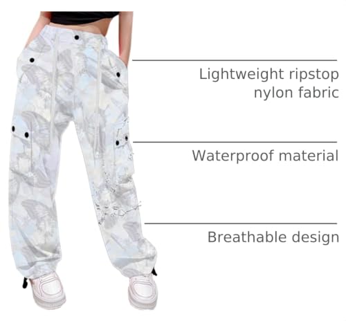 Image of Cromoncent Cargo Pants Girls & Women Parachute Pants Y2K Baggy Rave Clothes Waterproof with Pockets
