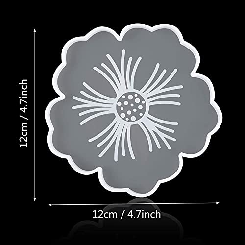Image of SNOOGG Pack of 2 Flower-Shaped Silicone Molds for Epoxy Resin Art, DIY Casting, Making Coasters, Home Decoration, Cup Mats, and Customized Craft Projects