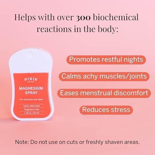 Miniatura 4 de Pixie Pure Magnesium Spray 1.35oz  Grado USP  Alivio tópico de absorción rápida para dolores corporales, sueño y molestias menstruales  Tamaño de