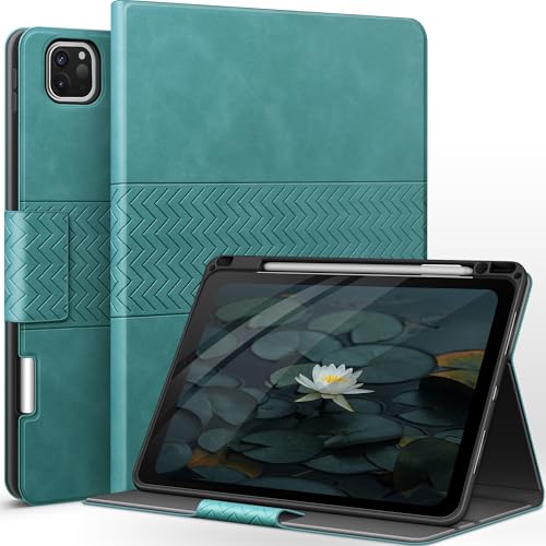 Étui iPad Pro 11 en similicuir vert de qualité supérieure avec smart cover