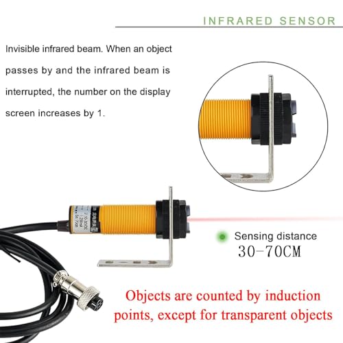 Sensor ocular fotográfico, sensor ocular eléctrico infrarrojo para cinta transportadora, interruptor de conteo ajustable para automatización de líneas de producción, sensor fotoeléctrico industrial