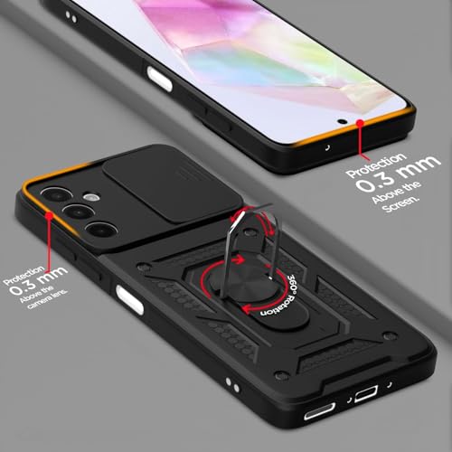 Image of Luxe Back Cover for Samsung F17 5G / Samsung A17 5G / Samsung A26 5G | D10 Tough Armor Case | Sliding Camera Shield | 360 Protection | Kickstand Ring Holder | Military-Grade Shockproof Bumper