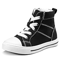 K KomForme Kids Sneakers for Boys and Girls Toddler Canvas High Top Walking Causal Shoes with Zipper Black