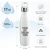 Personalized Custom 17oz Water Bottle, Stainless Steel Insulated Double Wall Vacuum Water Bottle Leak-Proof Cups for Sports & Travel (White, 1 pack)