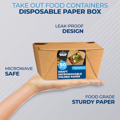 Paper-To-Go-Boxes-for-Food-50-Pack-30-Oz-Cardboard-Take-Out-Food-Containers-Boxes-Kraft-Fold-Takeout-Small-Disposable-Lunch-Box-Packaging-Chinese-Take-Home-Away-Containers-Catering-Deliveries